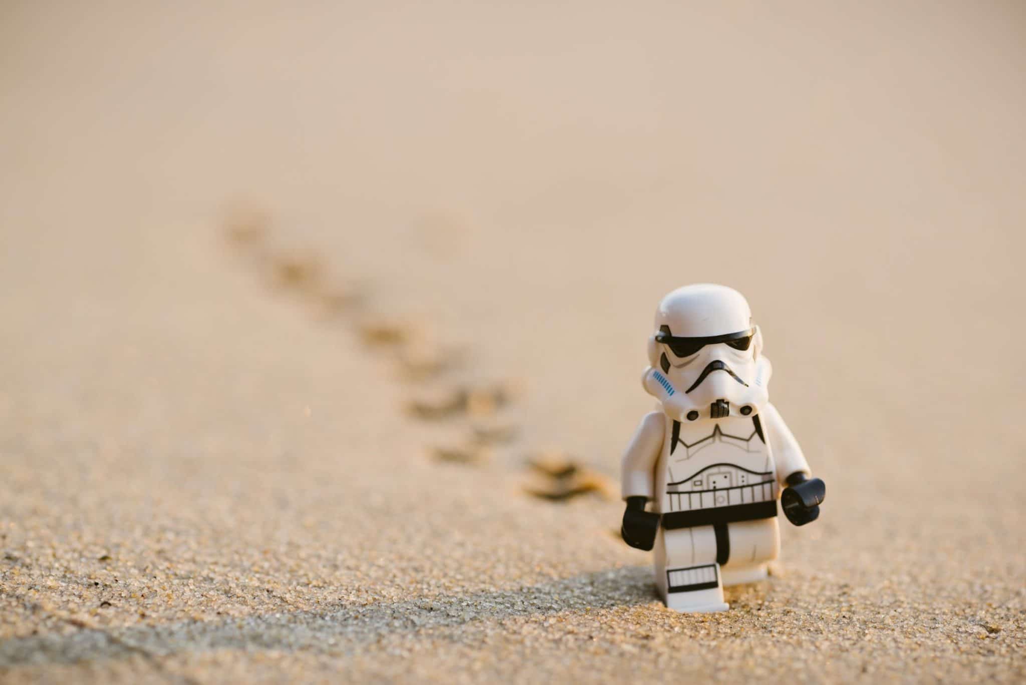 Storm trooper lego in sand