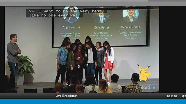 Captioned, live broadcast on stage