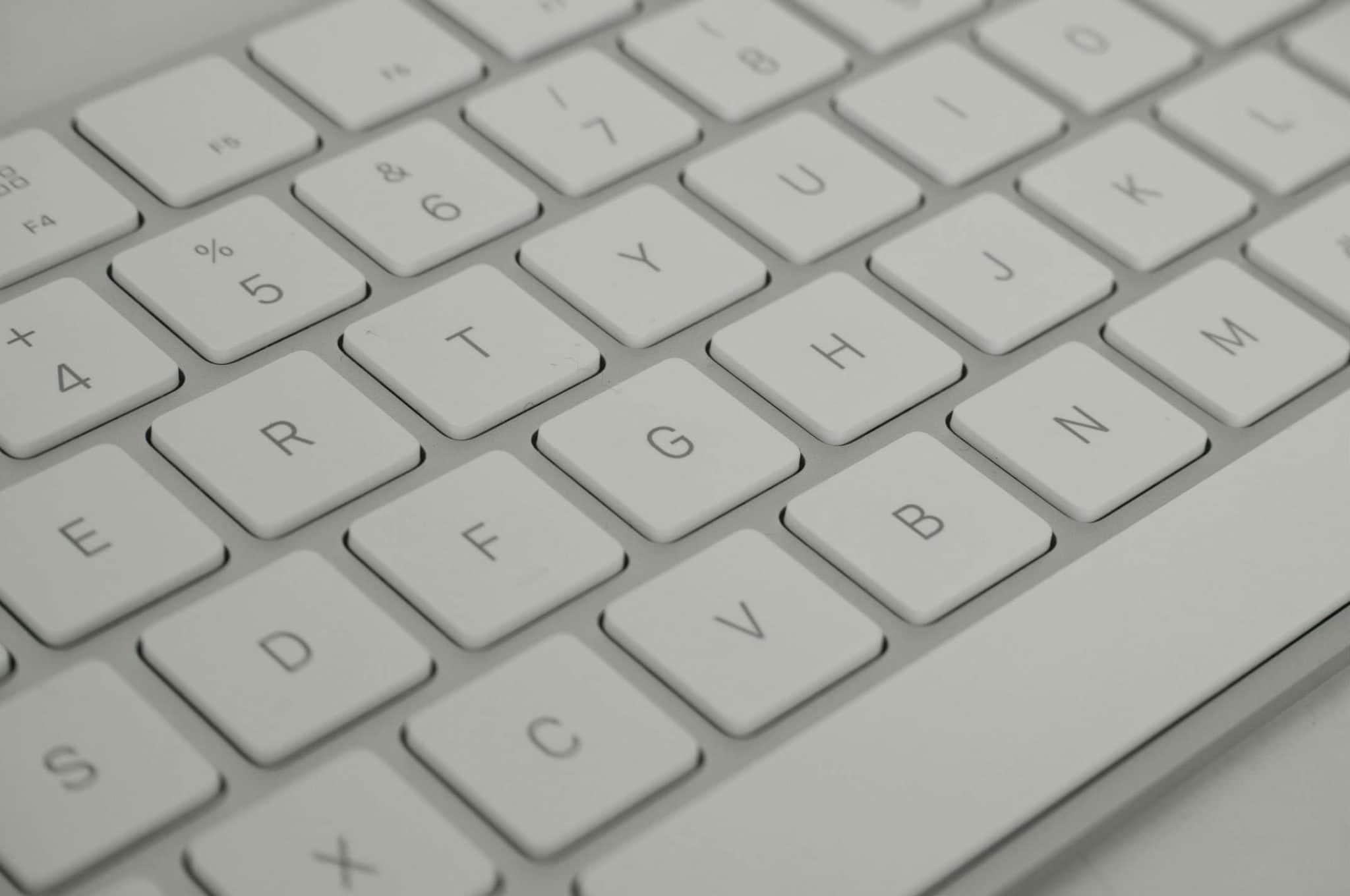 Closeup of white keyboard