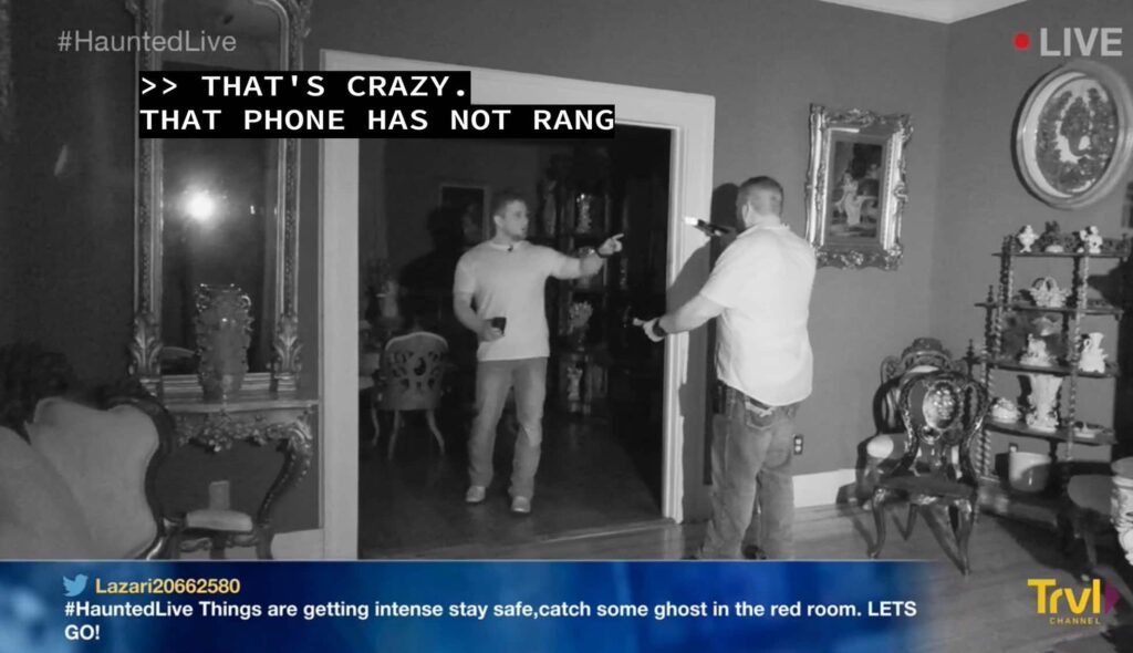 Ghost Hunters investigating a parlor on Haunted Live