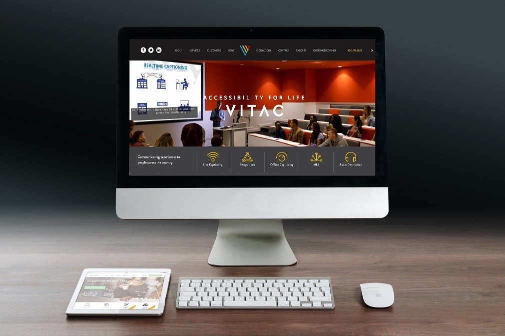 VITAC Home Page Displayed on a Computer Screen