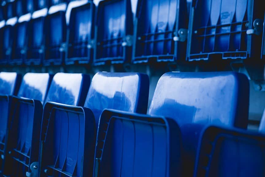 Rows of seats at a stadium