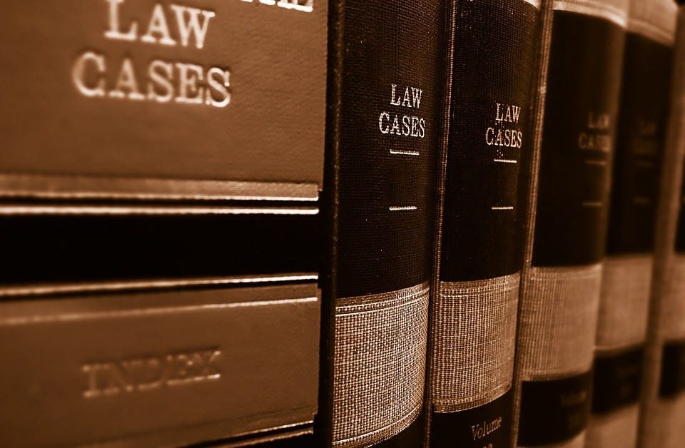 Image of a row of law books on a shelf