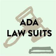 Small graphic of a gavel with ADA Lawsuit text
