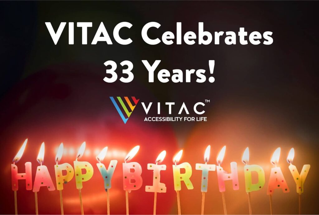 VITAC Celebrates 33 Years of captioning graphic