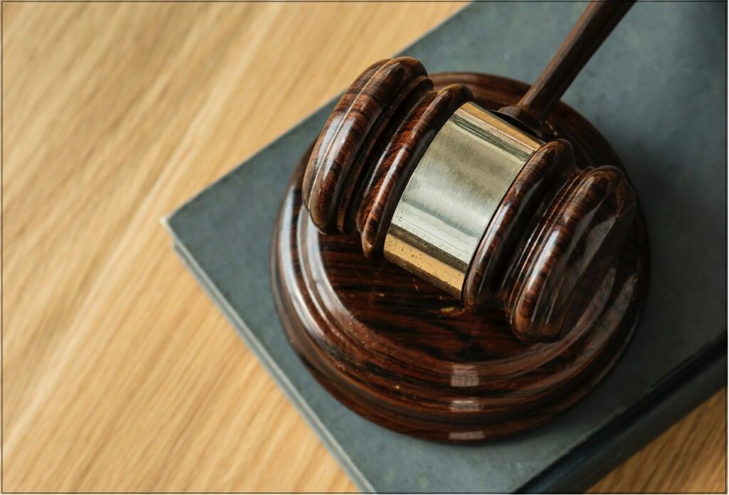 Judge's gavel on a desk