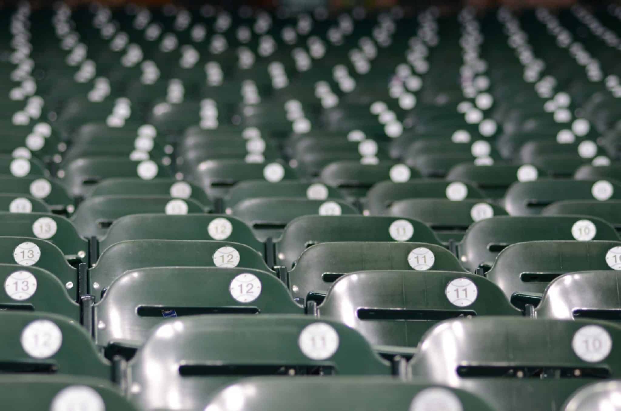 Rows of stadium seats
