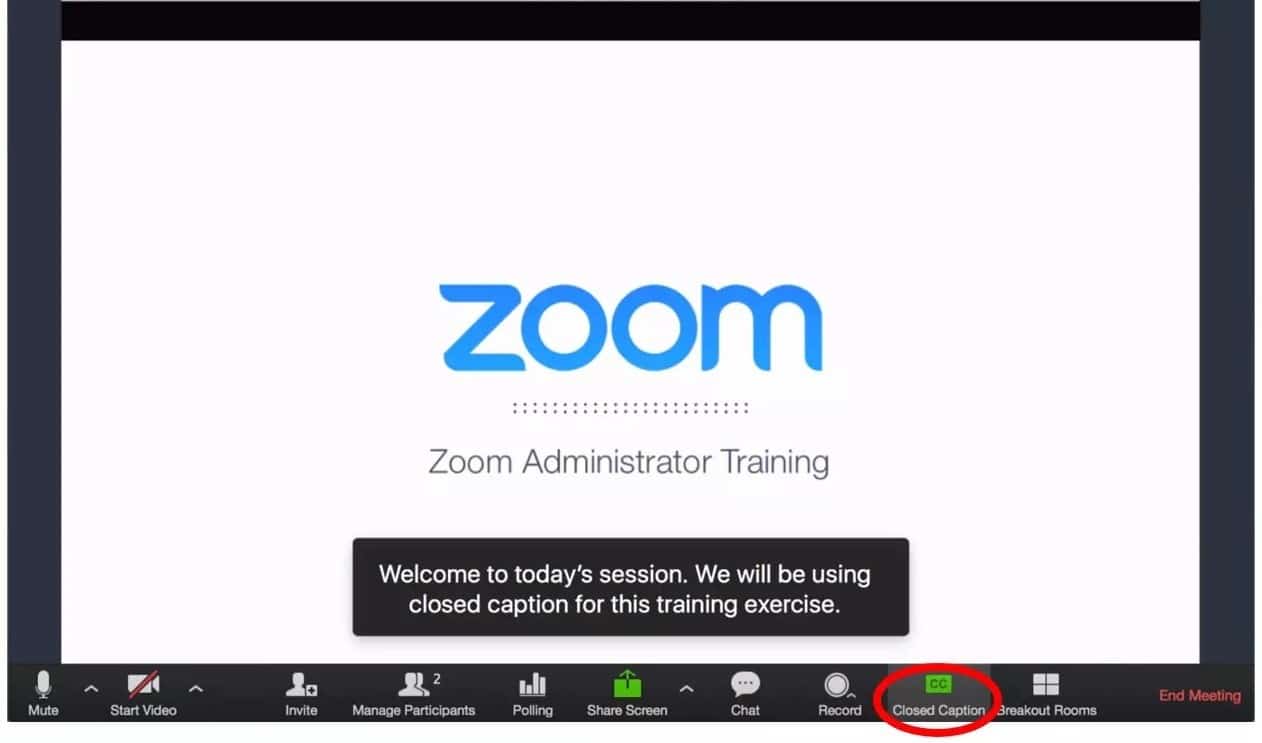 Screenshot of Zoom meeting screen with captions at the bottom