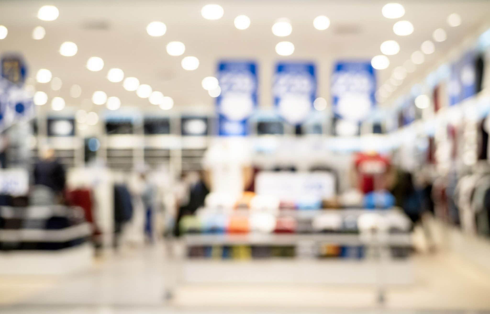 Blurred photo of the interior of a department store