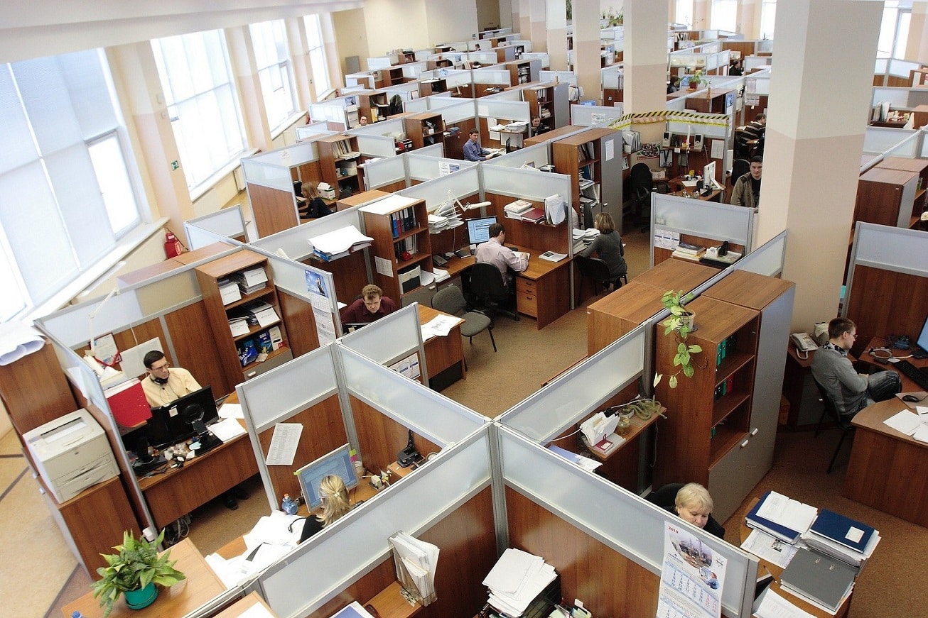 Overhead photo of an office and workers for the inclusion blog