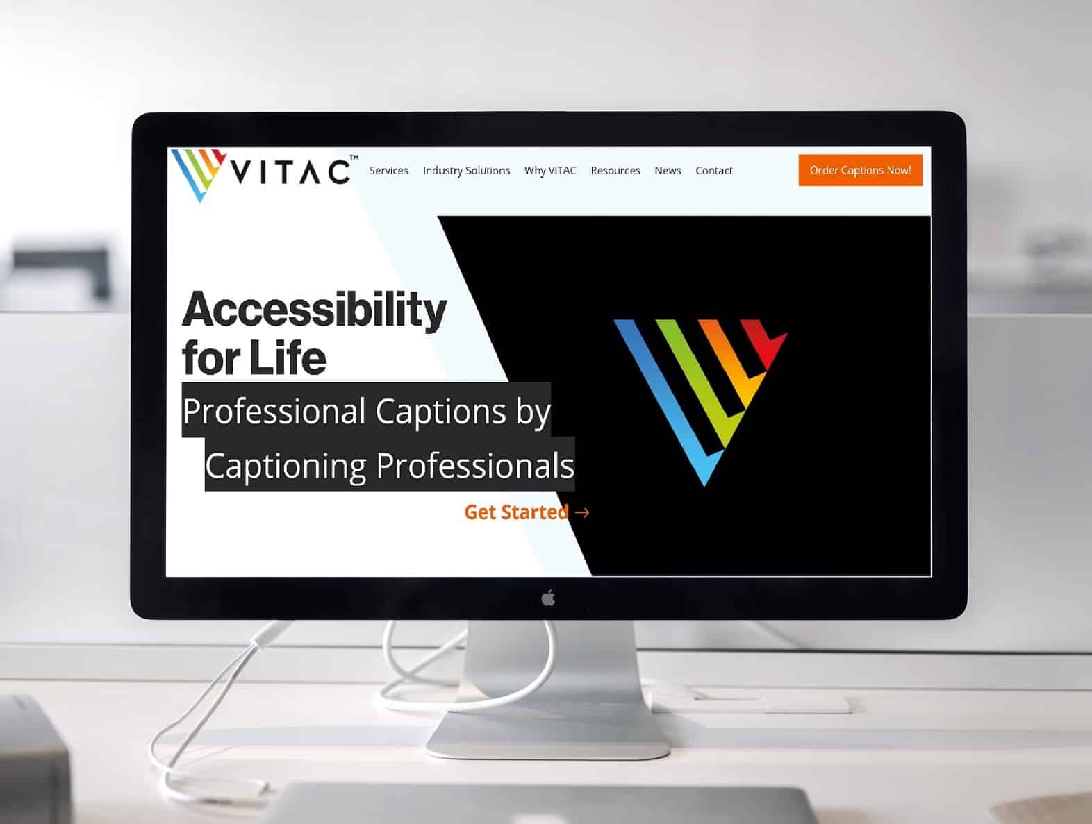 Computer screen with the new VITAC.com website displayed