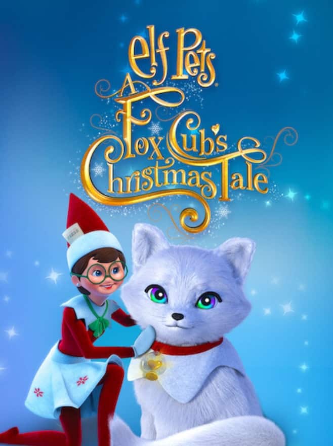 Cover to Elf Pets: A Fox Cub's Christmas Tale showing an elf grooming a fox