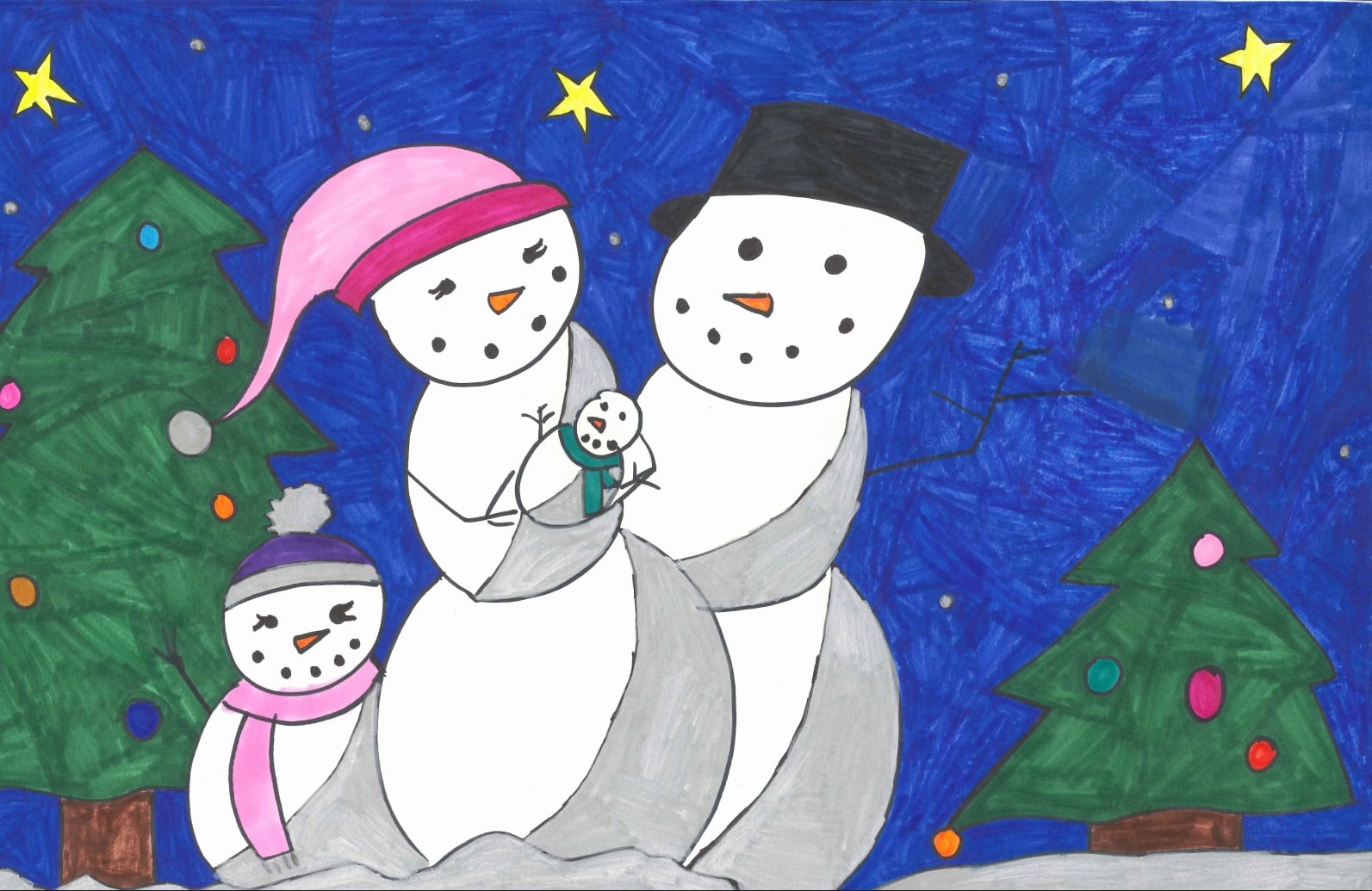Holiday Snowmen family designed students at WPSD