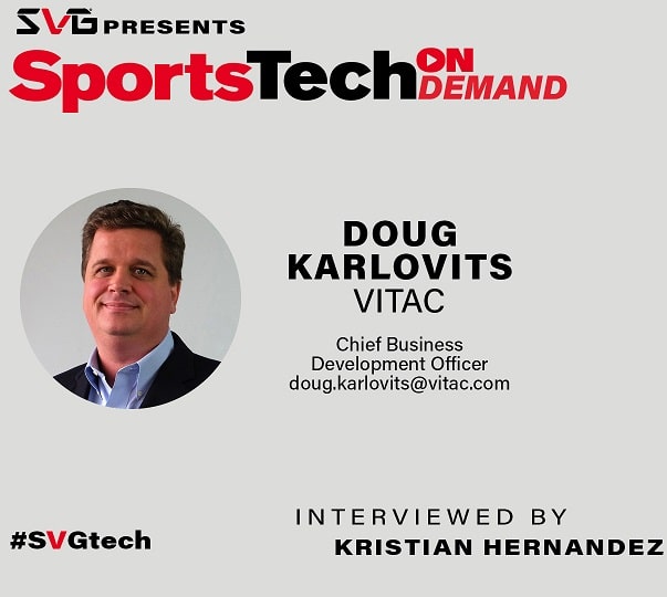 SVG SportsTech On Demand Interview header with a headshot of Doug Karlovits