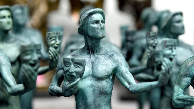Close up of statues for the 2022 Screen Actors Guild Awards