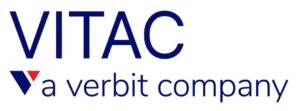 VITAC full logo with VITAC a verbit company and V in blue and red