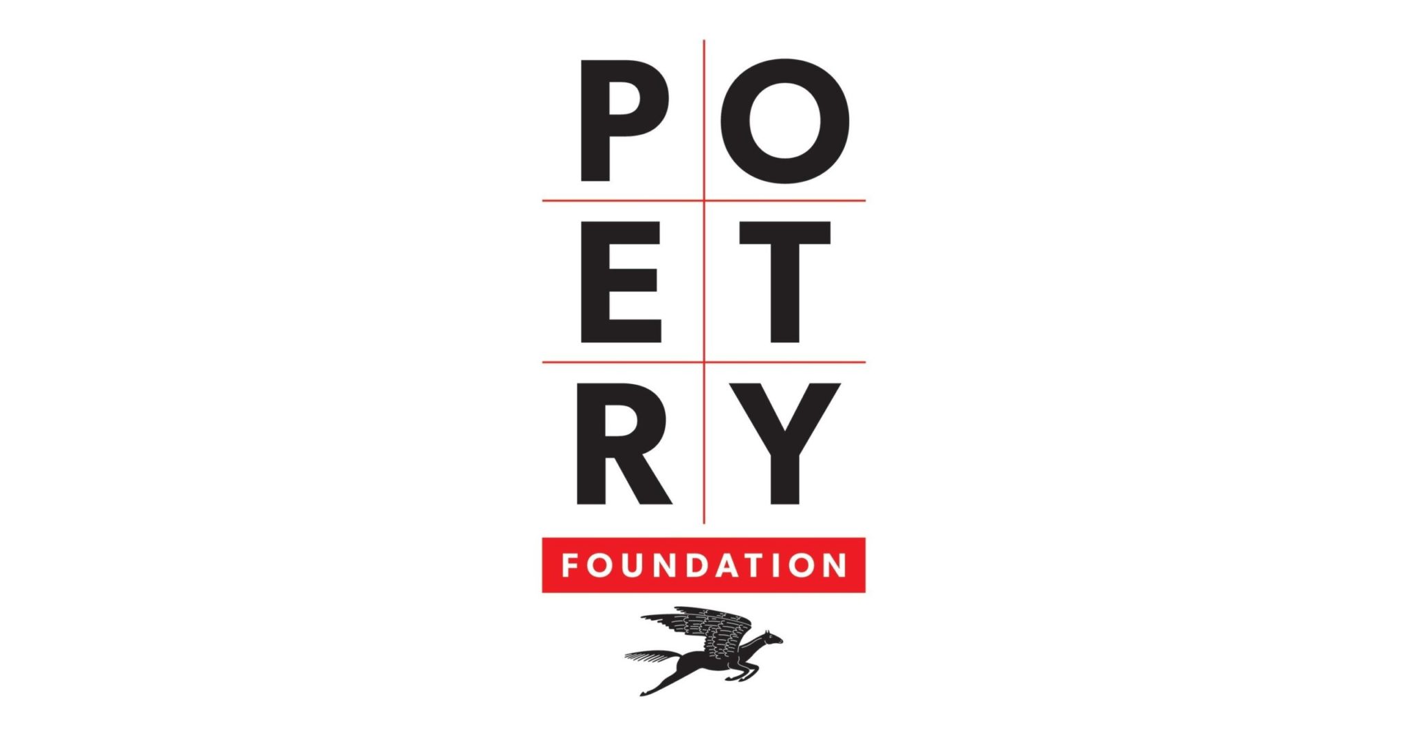 logo for the Poetry Foundation showing the capital letters P O E T R Y stacked on top of one another with a winged horse to the bottom