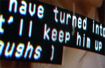 close up of captions on a television screen