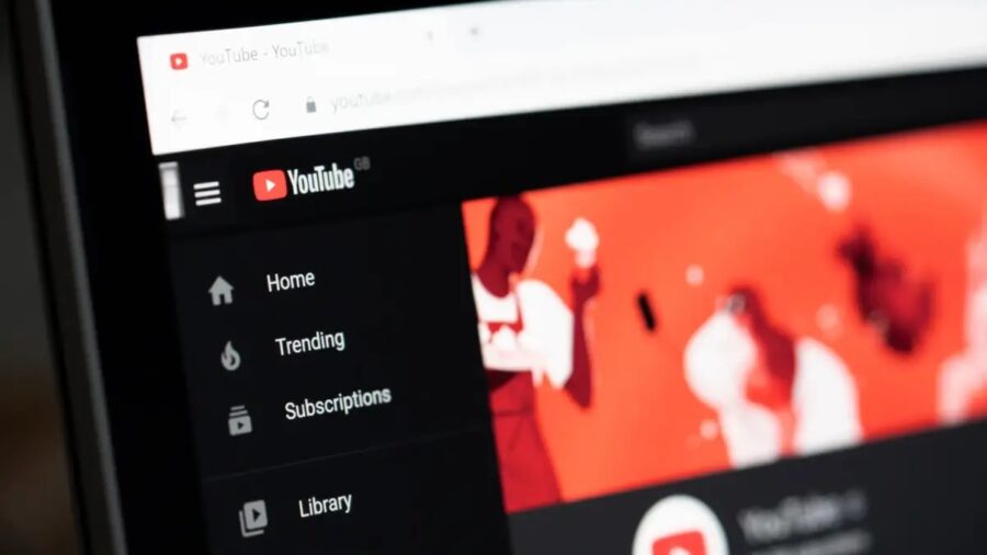 Close up on YouTube on a desktop computer, showing the menu bar on the left of the screen.