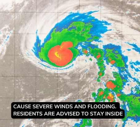 image of a hurricane with text captioning 